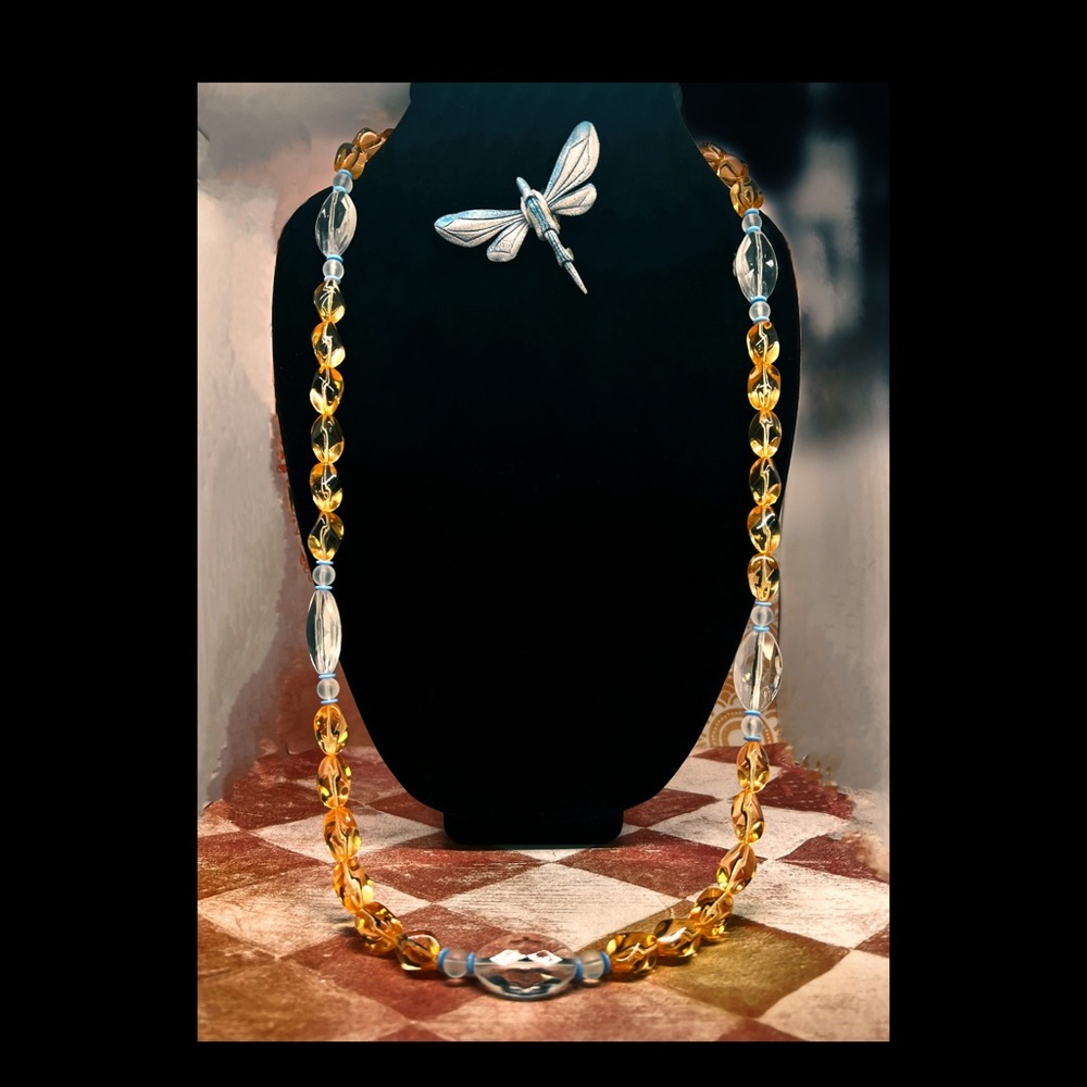 Vintage Monet Peony Lucite Beaded Necklace